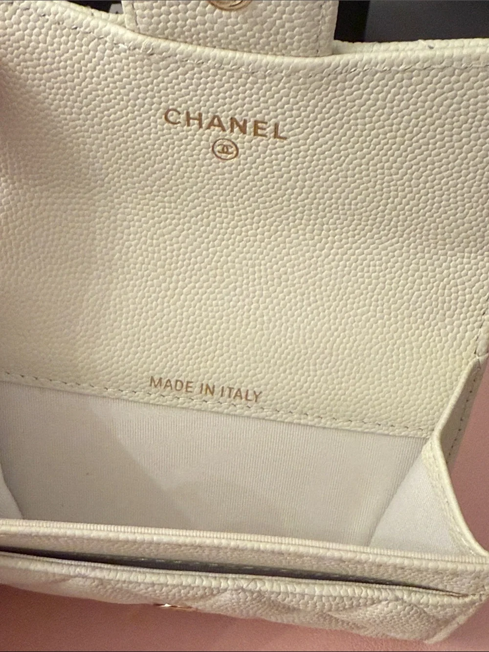 Chanel Quilted Flap Wallet in Ivory with Gold CC Logo
